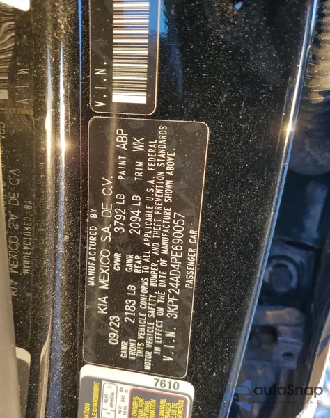 2023 Kia Forte Lx from USA, damaged, VIN 3KPF24AD4PE690057